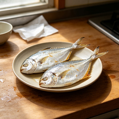Fresh Silver Pomfret: Whole And Sliced